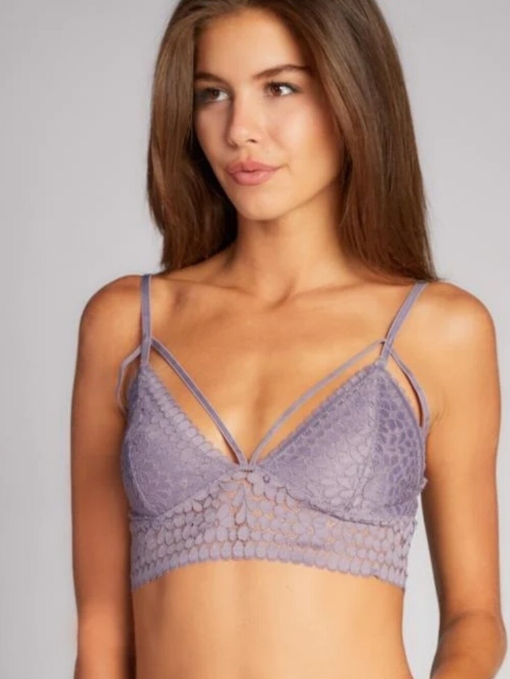 C'est Moi Lace Bralette with Decorative Straps - Mauve - Canadian 🍁